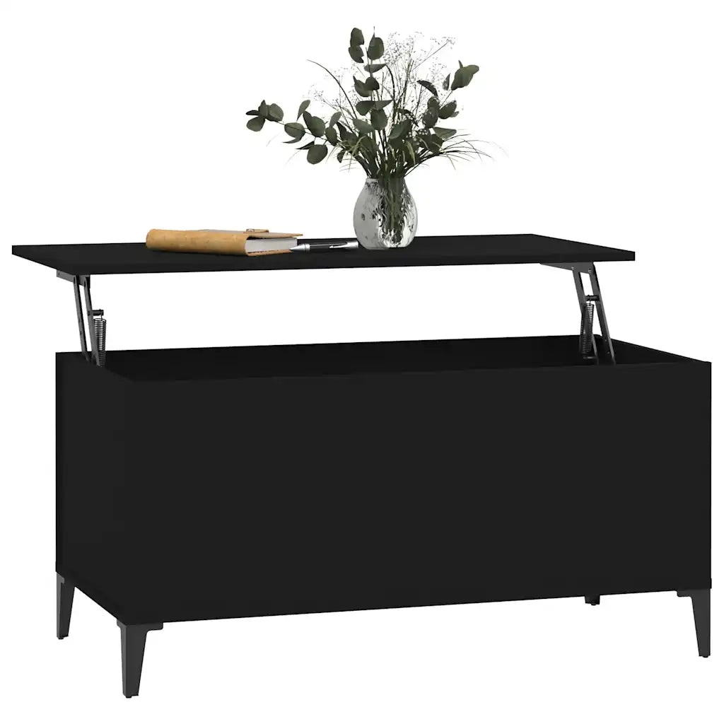 Tavolino da Salotto Nero 90x44,5x45 cm in Legno Multistrato 819589