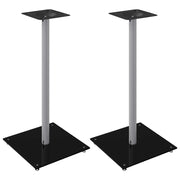 Pedane Casse 2 pz Nero Argento Vetro Temperato Design 1 Pilastro CFW7215953