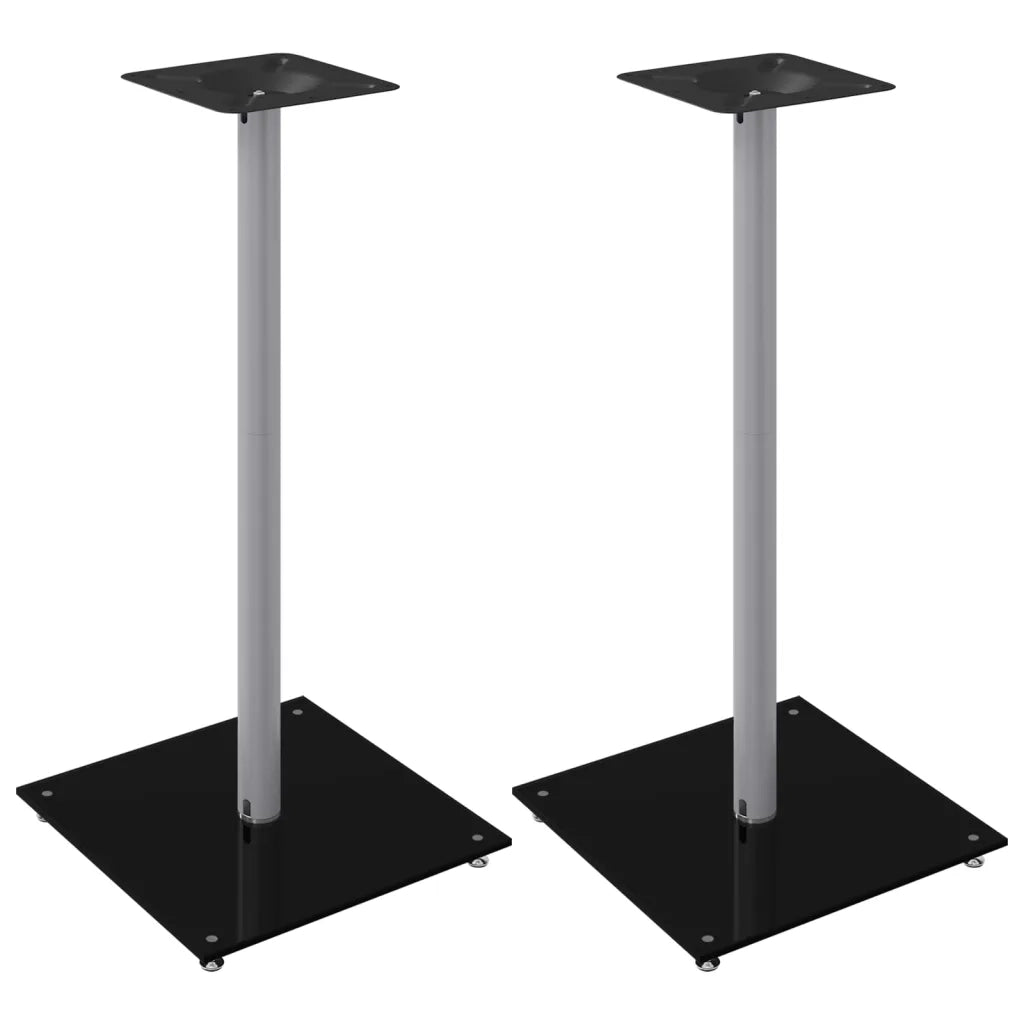 Pedane Casse 2 pz Nero Argento Vetro Temperato Design 1 Pilastro CFW7215953