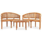 Mobili da giardino mobili da esterno Set di mobili da 3 pezzi in legno massello di teak a forma di banana 02_0016046