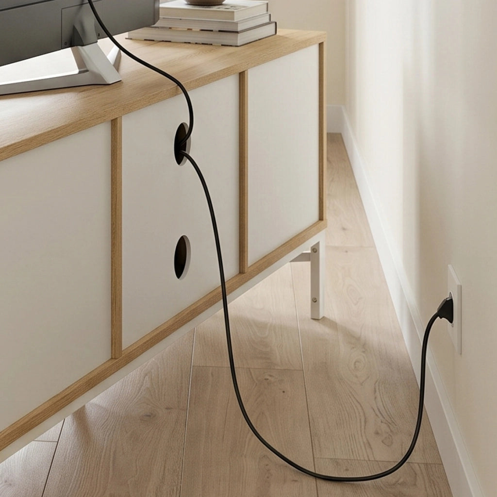 Mobile Porta TV Kerrköndam a 2 Ante 120 x 40 x 46 cm - Effetto Rovere / Bianco [en.casa]