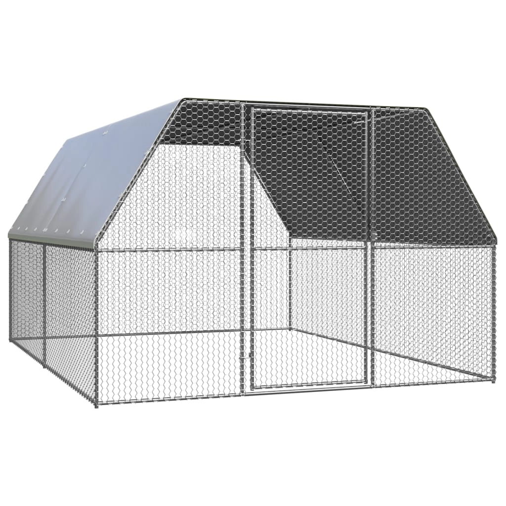 Pollaio da esterno 3 x 4 x 2 m acciaio zincato tetto in PE 02_0001694