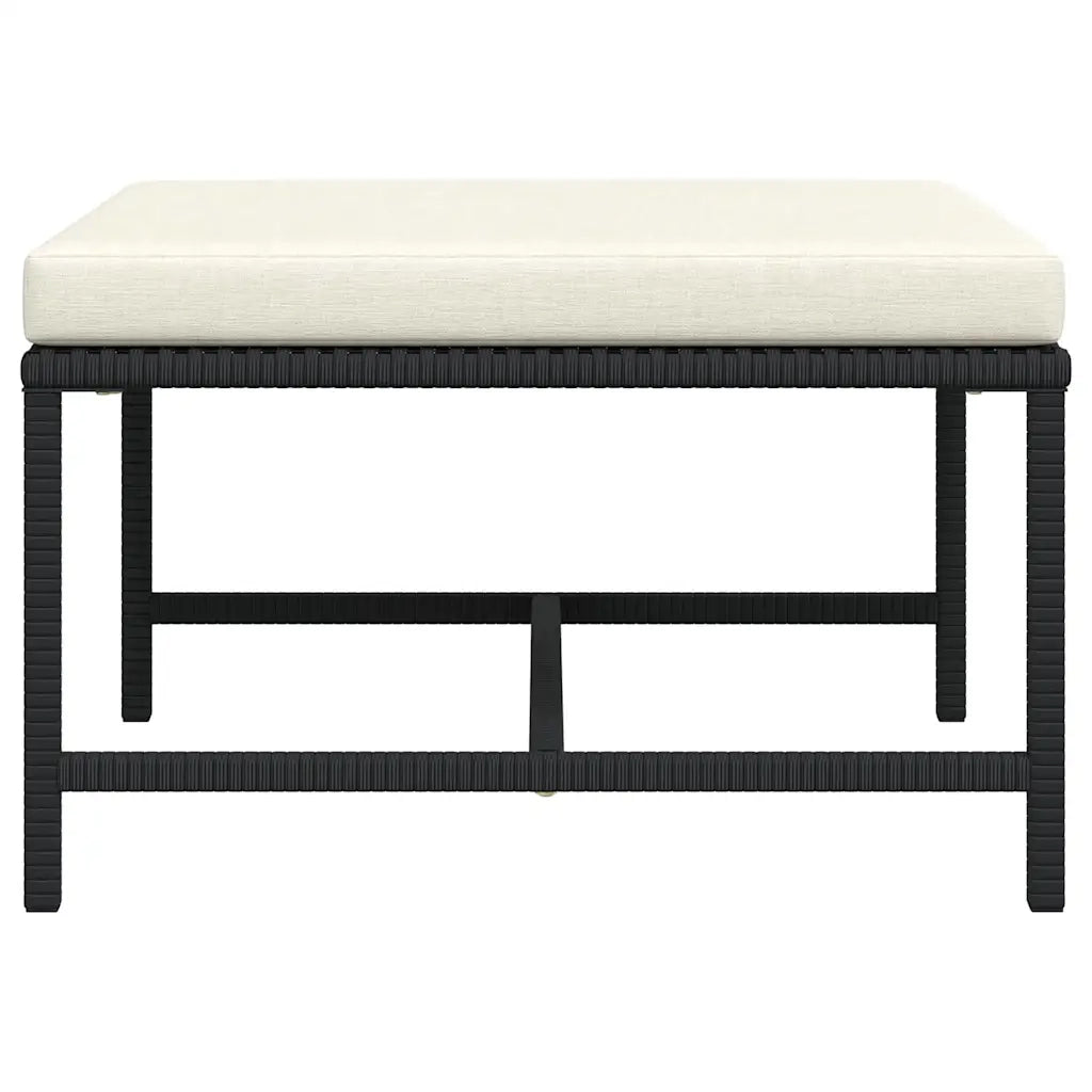 Sedia da giardino-Poggiapiedi Modulare con Cuscino in Polyrattan Nero