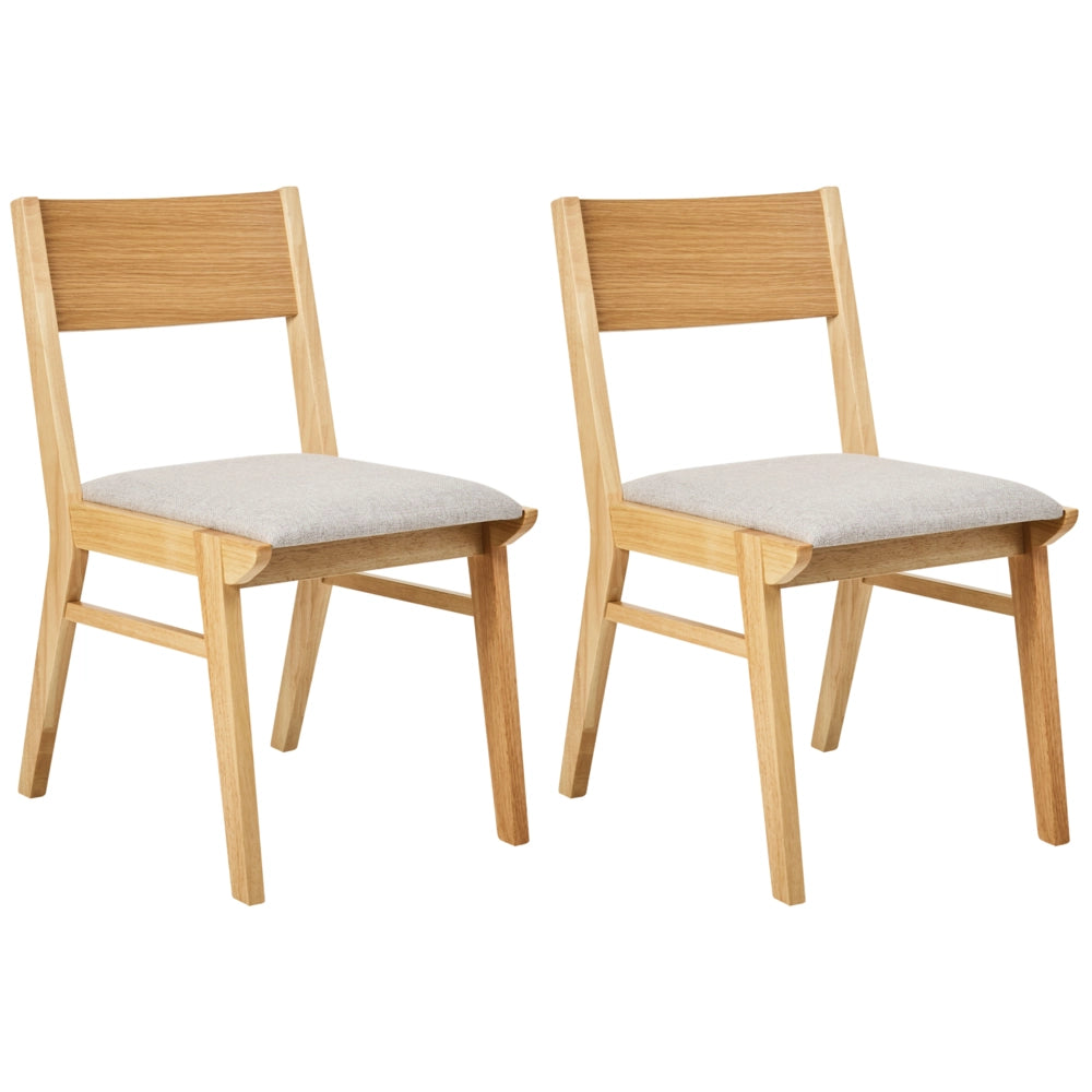 Set di 2 sedie da pranzo in tessuto grigio senza braccioli Struttura in legno massiccio chiaro tradizionali retrò Seduta
