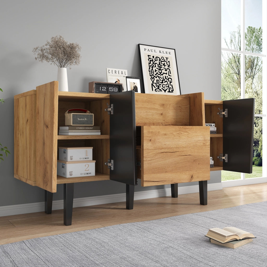 Mobile TV contemporaneo con spazio per TV 60" - Zephmum - Gambe in legno massello, ampio stoccaggio