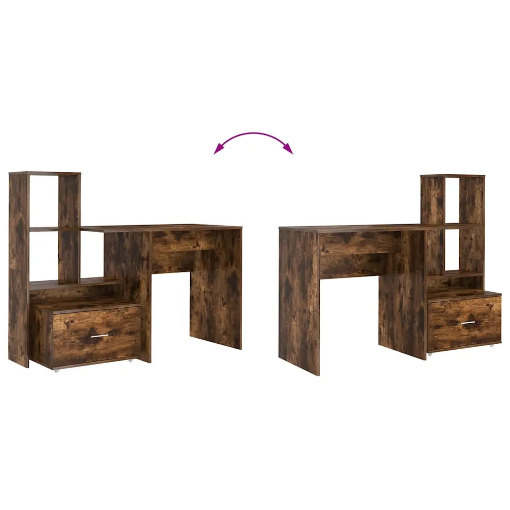 vidaXL Scrivania Rovere fumo 131.5 x 50 x 106.5 cm Legno multistrato