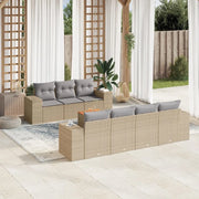Set Divano da Giardino 8 pz con Cuscini Beige in Polyrattan 3225352