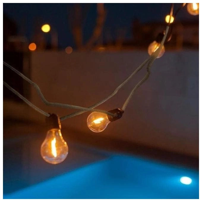 NewGarden LUMGASXXOCNW ALLEGRA Ghirlanda Luminosa LED 10 Luci 8 m IP44 E27 Bianco Caldo colore Beige