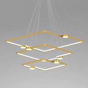 Trade Shop - Lampadario A Sospensione Led 112w 3 Quadrati Con Telecomando Design Moderno Oro 71231 -