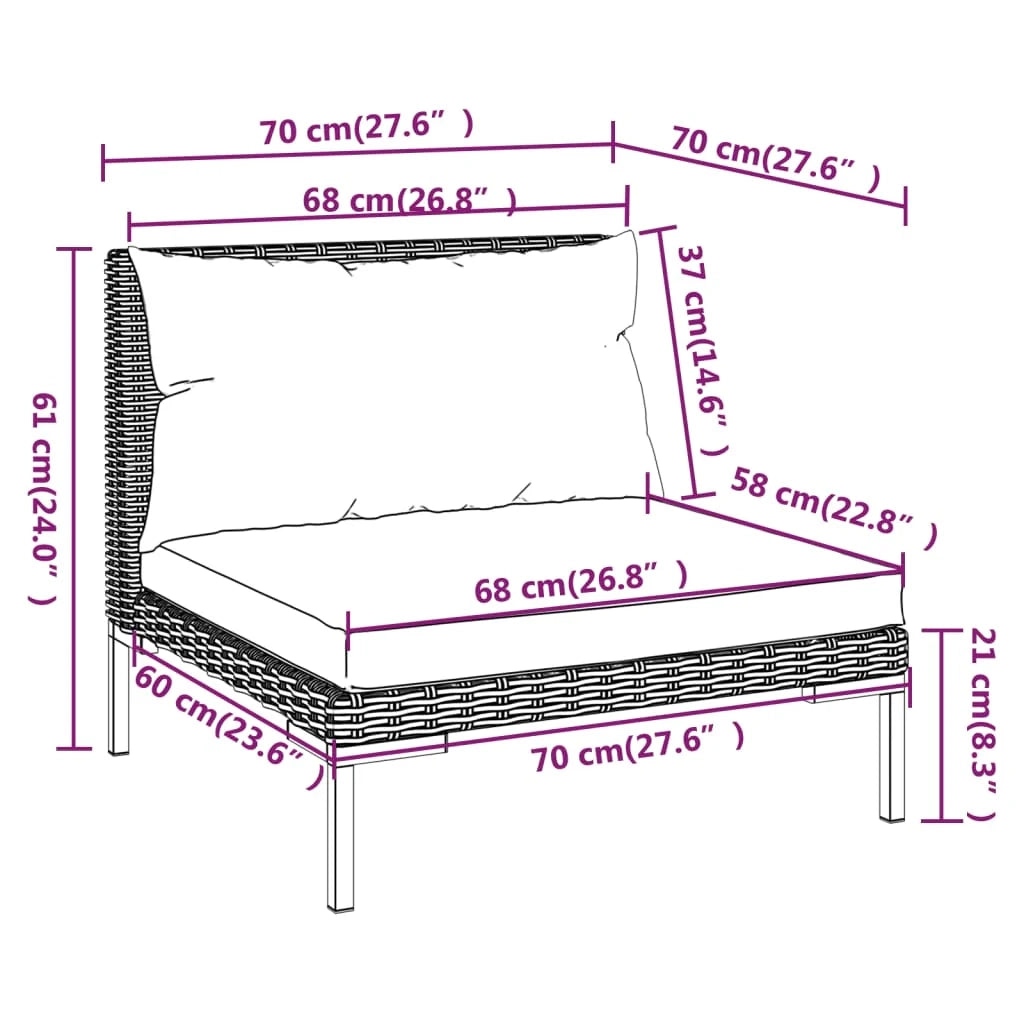 Mobili da giardino mobili da esterno Set di mobili da 7 pezzi con cuscini in resina intrecciata grigio scuro 02_0017287