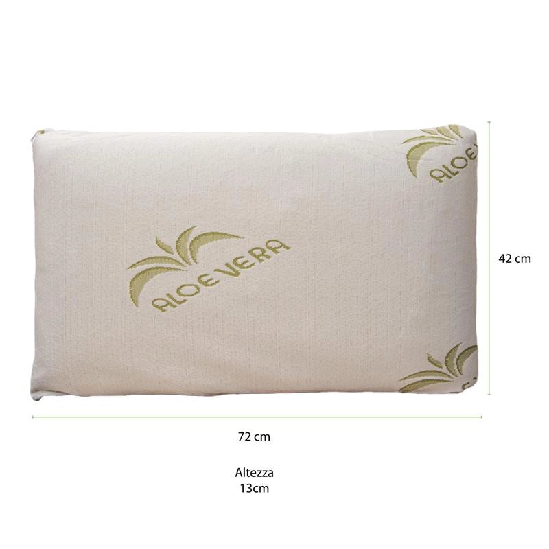 HYDRA VIVA COPPIA CUSCINI GUANCIALE MEMORY ALOE VERA SFODERABILE 100% NATURALE 72 X 42 X H13