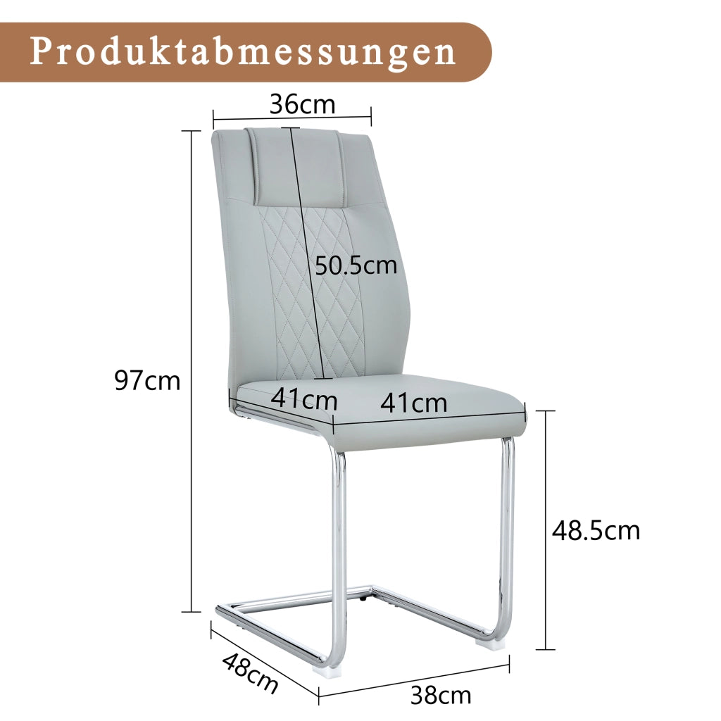 Sedie da Pranzo Scandinave ¨C MINIMAL ¨C Similpelle Grigio Chiaro, Schienale a Rete, Gambe in Metallo, Set 4 Pezzi