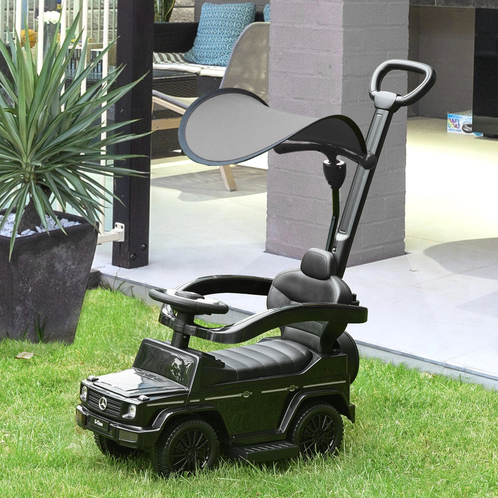 EasyComfort Macchina a Spinta per Bambini 12-36 Mesi con Licenza Mercedes, Tettuccio e Maniglia di Spinta, 85.5x40.5x95 cm, Nero