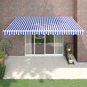 Tenda Sole Retrattile Blu e Bianca 4,5x3 m Tessuto e Alluminio 3154424
