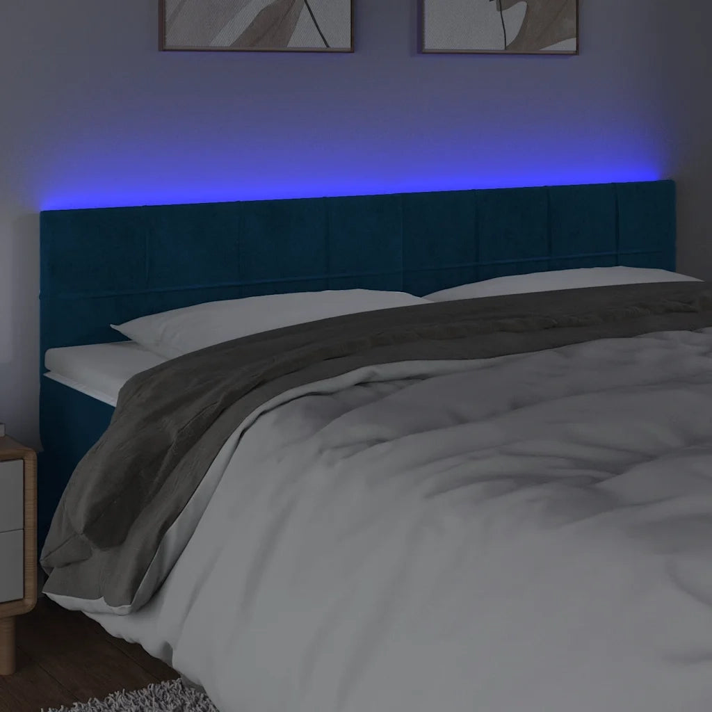 Testiera | Testata a LED Blu scuro 160x5x78/88 cm in Tessuto