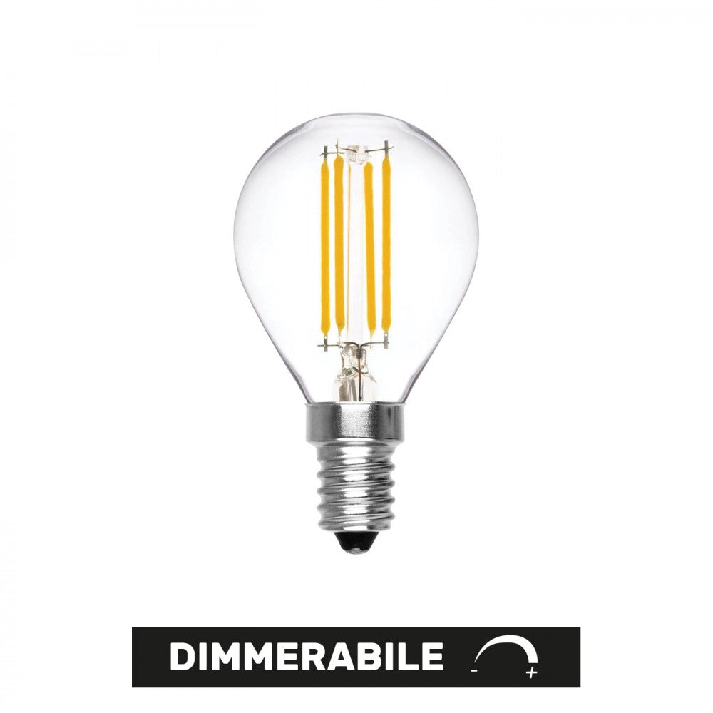 Alca power c45 6w 220v 500lm 2700k e14 lampada mini sfera a filamento dimmerabile a led