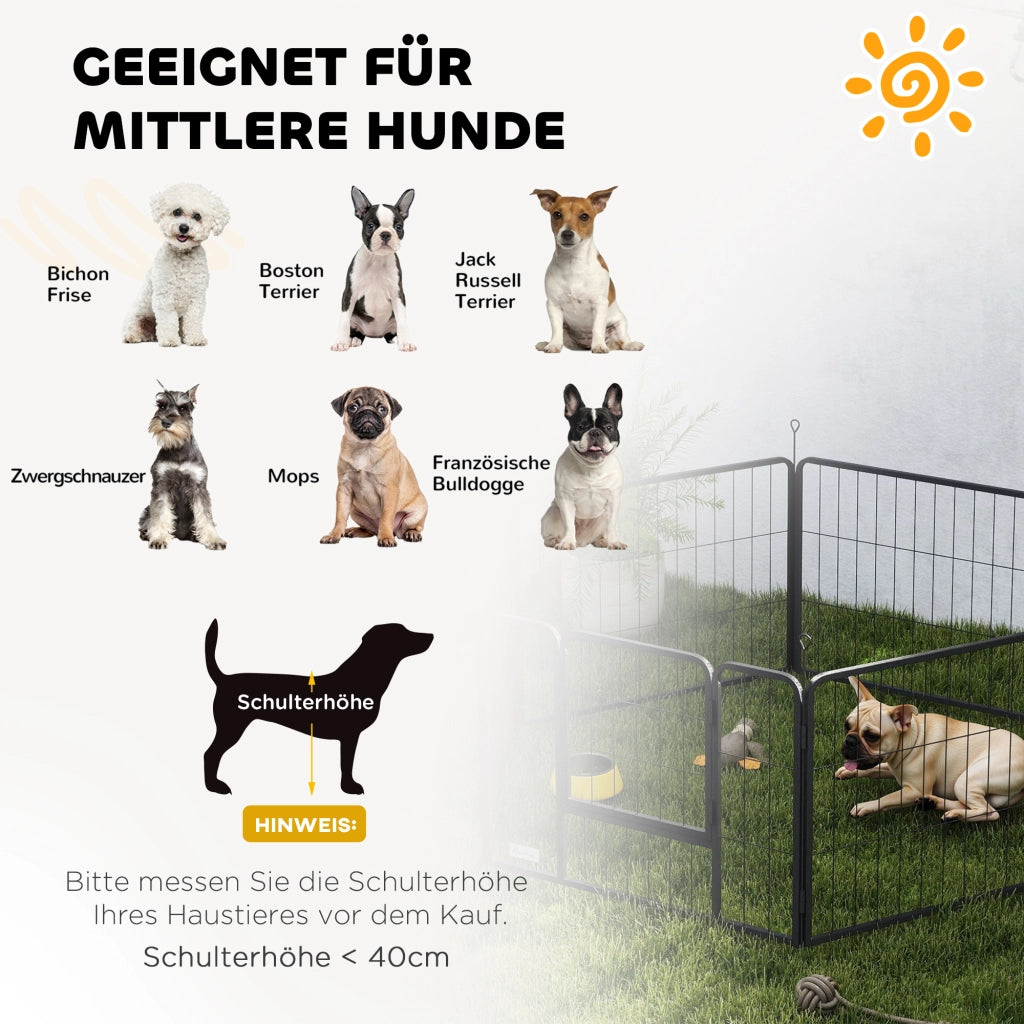 Recinto per Cani 6 Pannelli ¨C zephmum ¨C Acciaio Folding Grigio