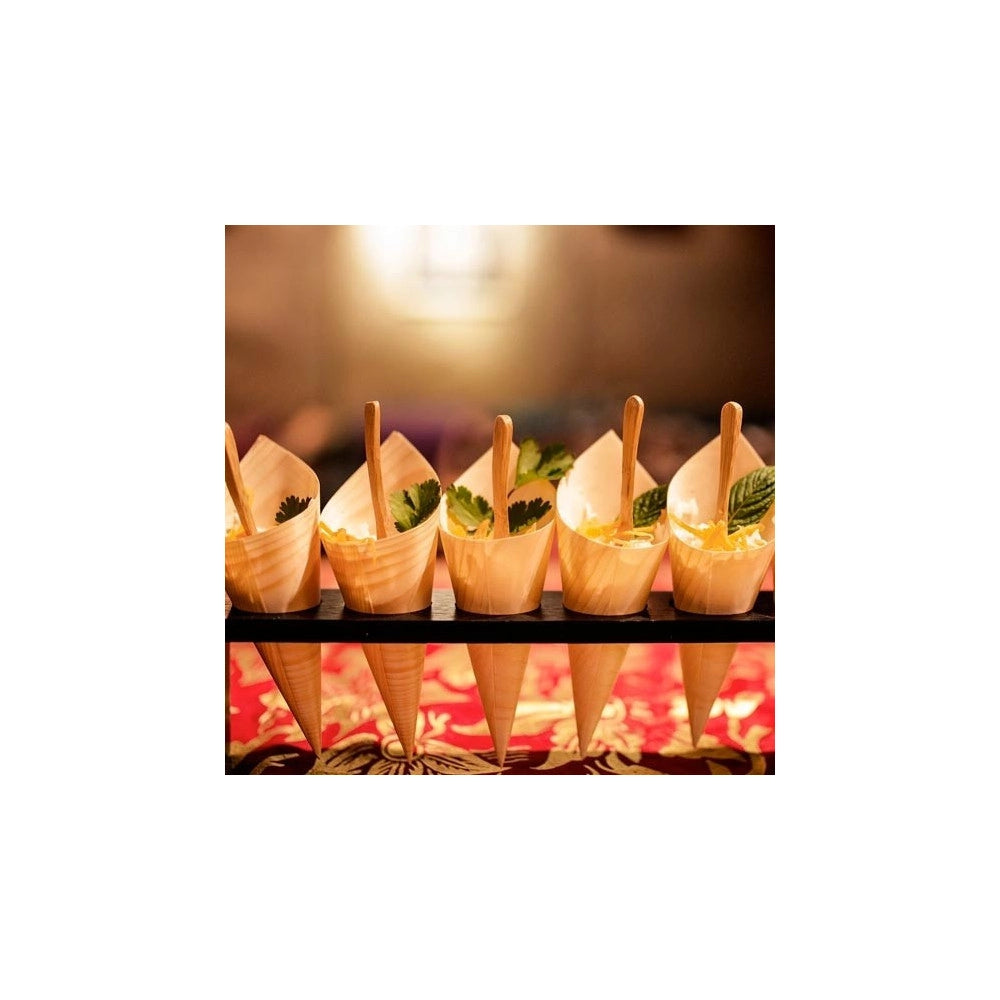 Trade Shop - Set 12 Coni Finger Food In Fibra Di Pioppo Catering Aperitivo 17 X 11,5 Cm -