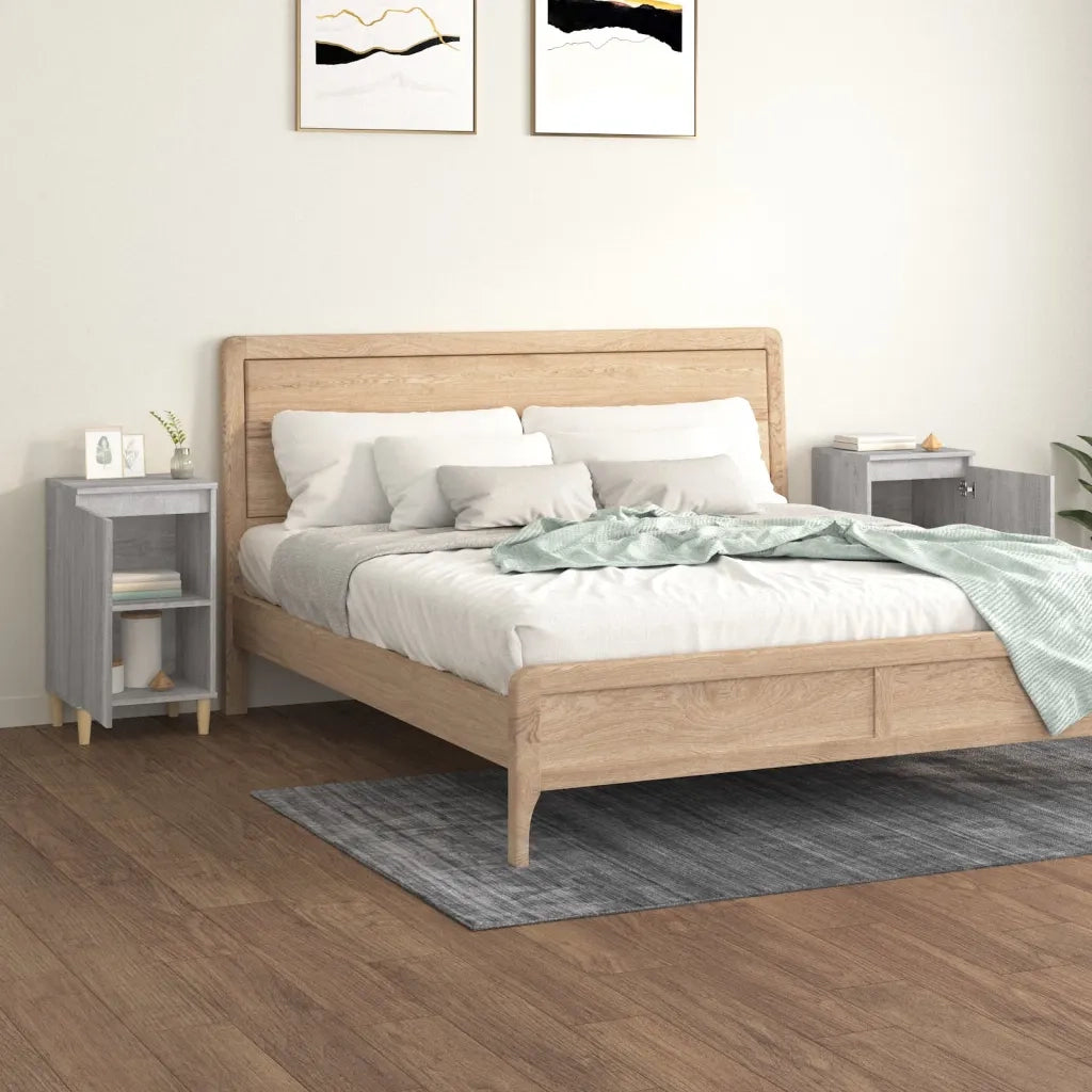 Comodini 2 pz-Set di 2 Tavolino da notte Grigio Sonoma 40x35x70 cm in Legno Multistrato