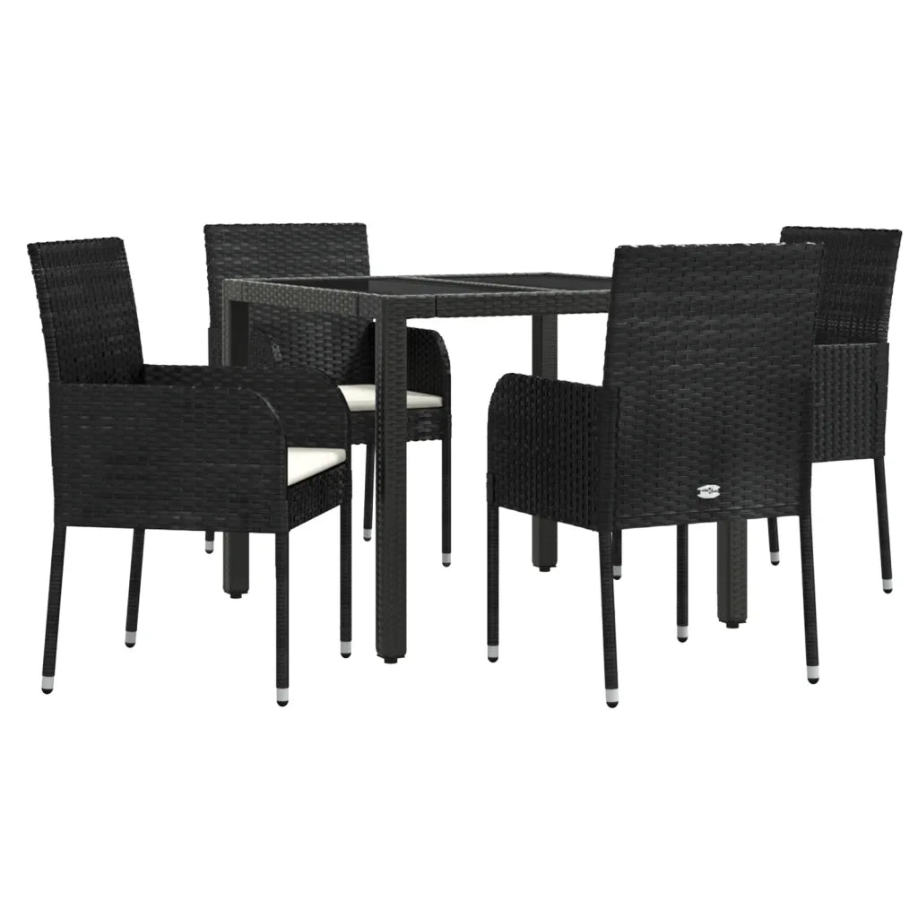 Set da Pranzo da Giardino 5 pz Nero con Cuscini in Polyrattancod mxl 100413