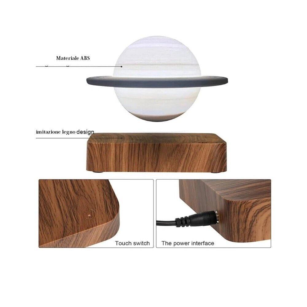 Lampada da tavolo a LED Saturno levitante magnetica gravità cambia 3 colori luce idea regalo