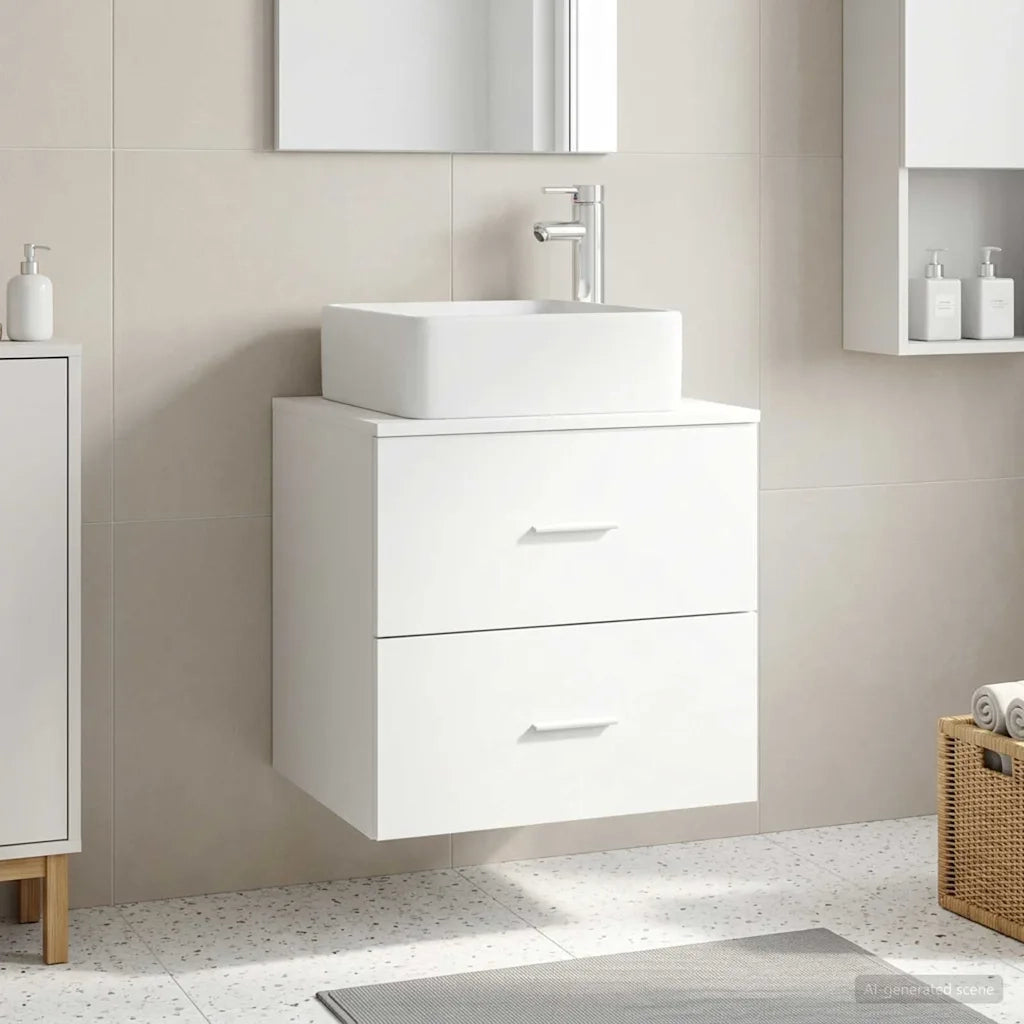 Mobile Lavabo da Parete Bianco 53 x 34,5 x 63 cm 890286