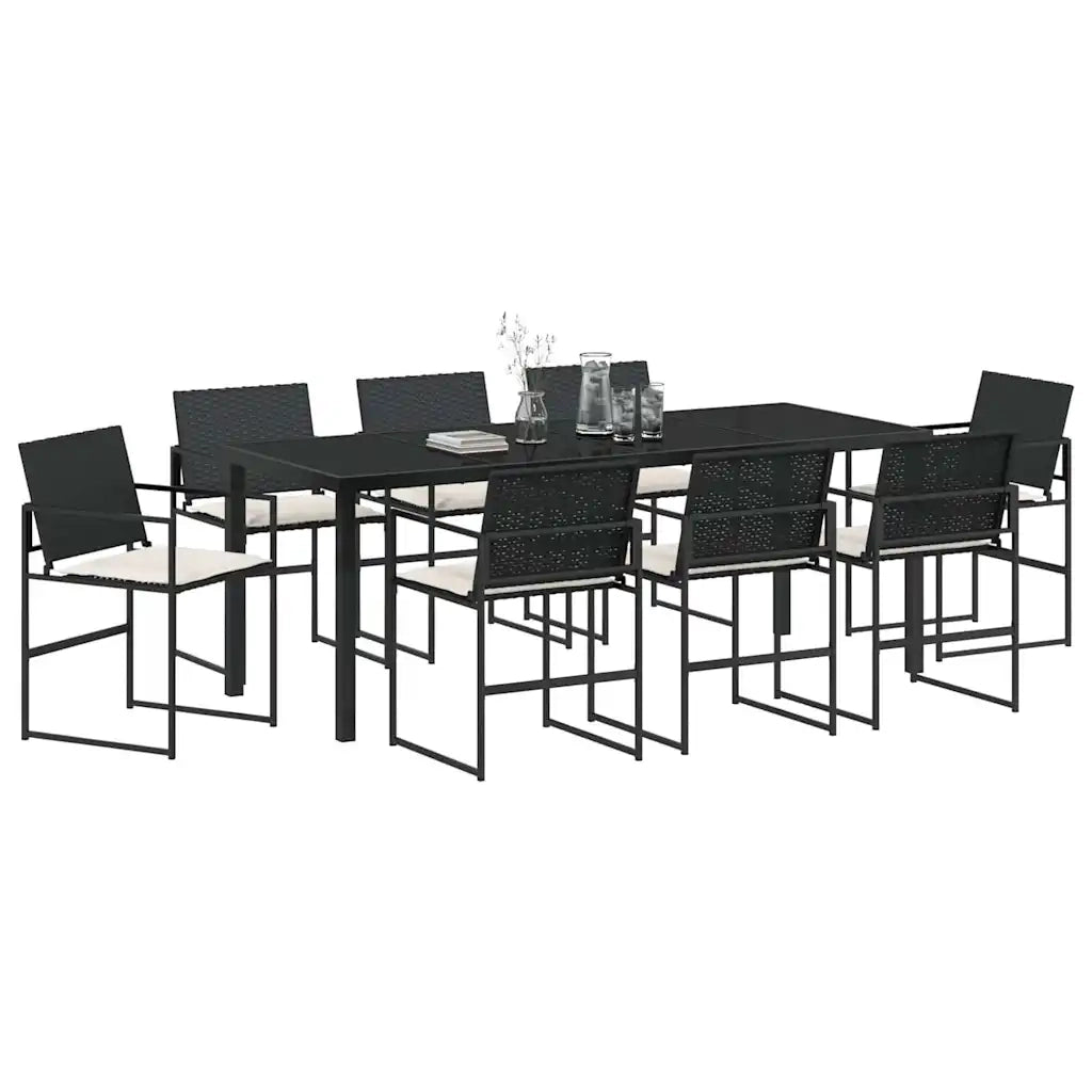Set da Pranzo per Giardino 9 pcs Nero 3379332