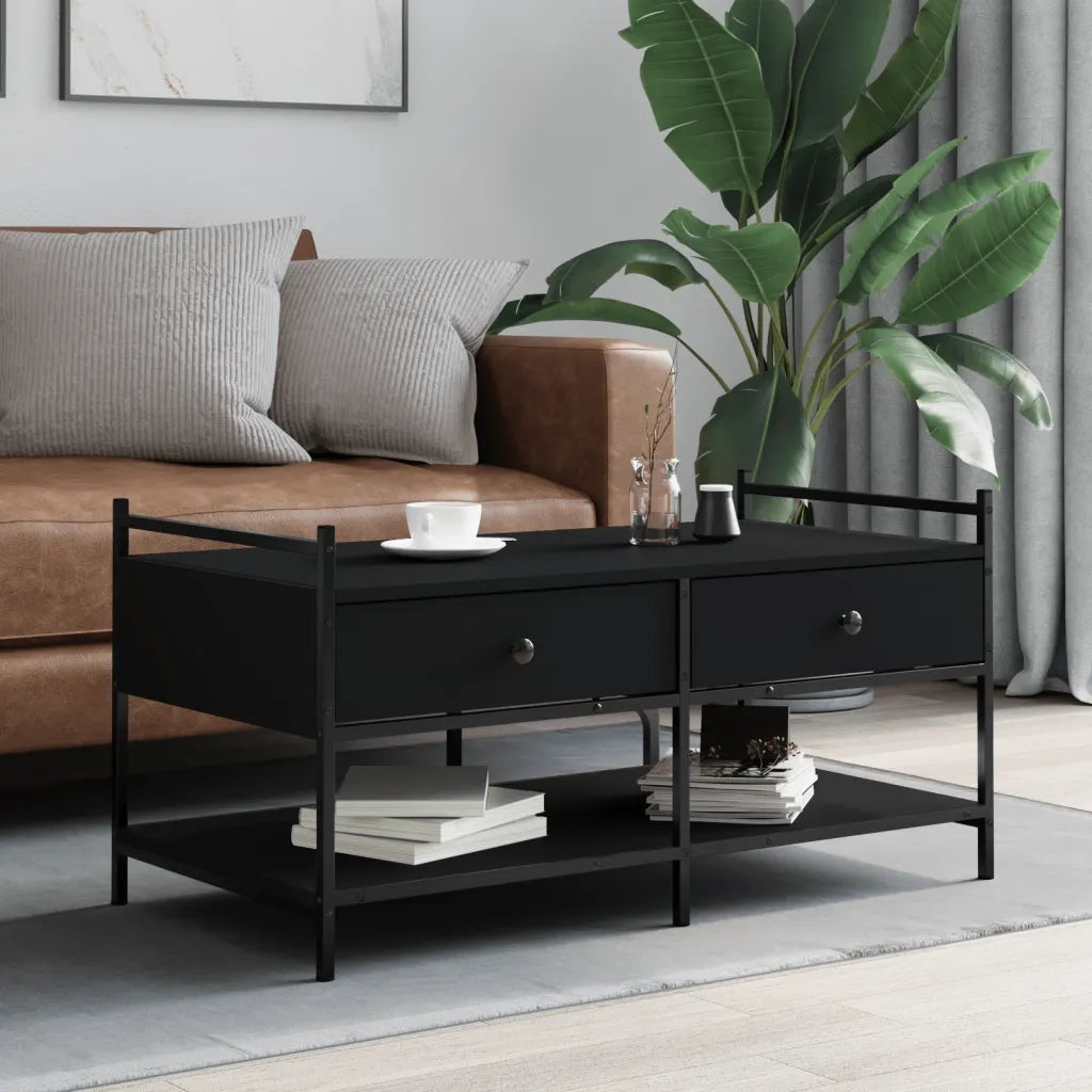 Tavolino da salotto | Tavolino da caff¨¨ | Tavolino da Soggiorno Nero 99x50x50 cm in Legno Multistrato
