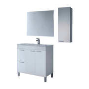 Paderna, set Mobili Bagno Specchio Incluso, Bianco Lucido