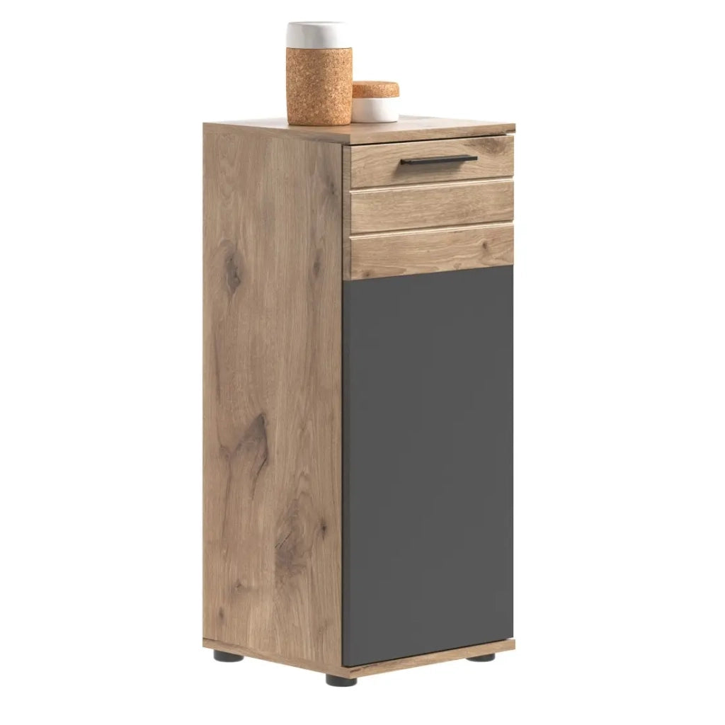 Mobile contenitore 1 porta – Grigio antracite e rovere chiaro – SELMA