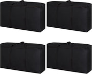 Borsa di stoccaggio per coperte - 4 pezzi - 180 litri - Grande borsa portatile - 600D Oxford - Maniglia - Cucina da letto - Coperta - 100 x 60 cm - Nero