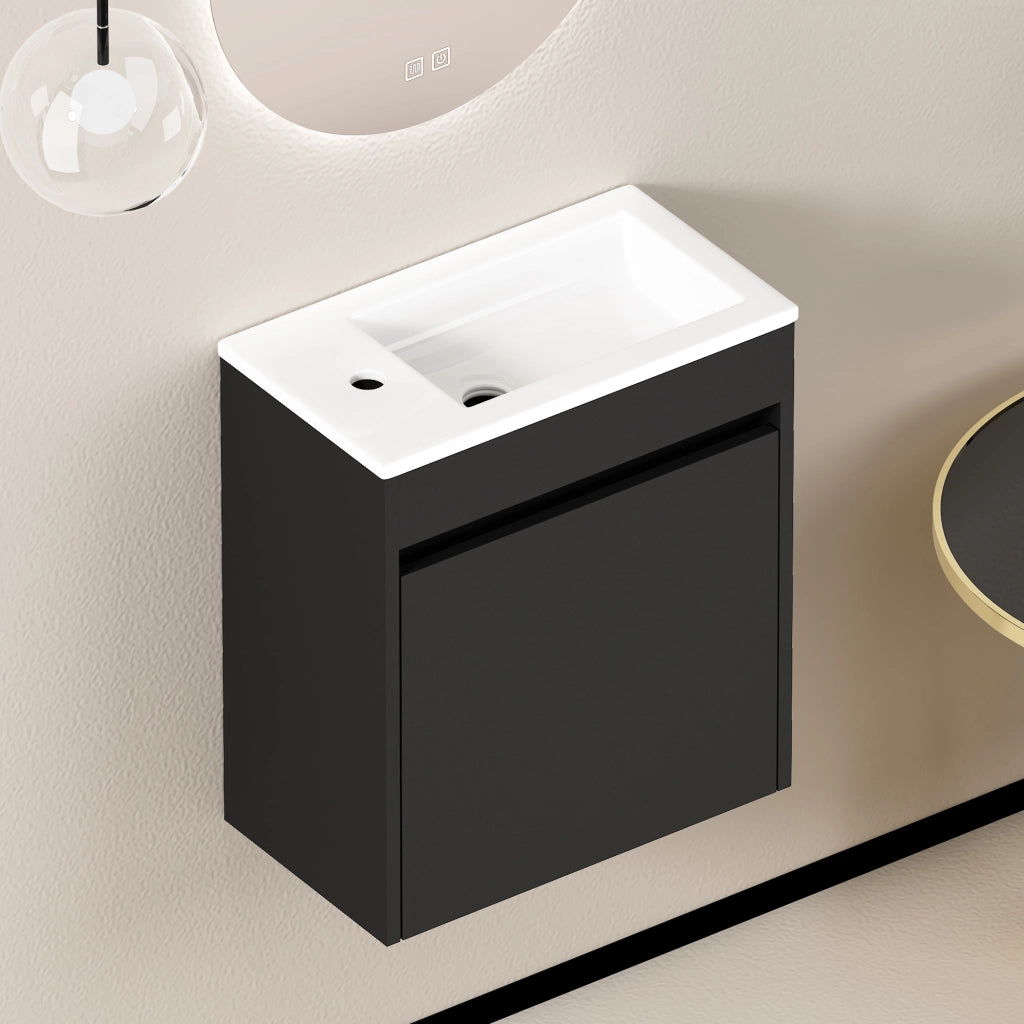 Armadietto Bagno con Anta Soft-Close ¨C MINIMAL ¨C Nero, 46 cm