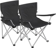 Set di 2 sedie da campeggio - Sedie pieghevoli con braccioli - Nero - Capacità di carico fino a 120 kg - Ideale per attività all'aperto - Perfetto per esterni.