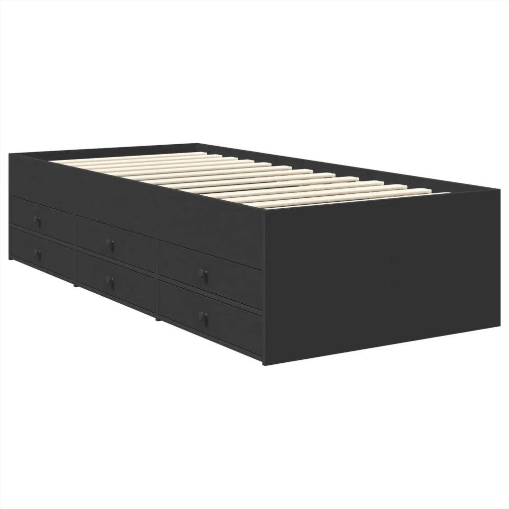 Daybed con cassetto Nero 90 x 190 cm Legno multistrato