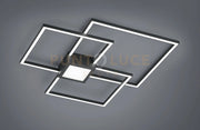 HYDRA PLAFONIERA LED 38W 4400lm, 3000K METALLO ANTRACITE TRIPLO QUADRATO + LUCE CENTRALE DIMMERABILE CON INTERRUTTORE L. 66X66CM