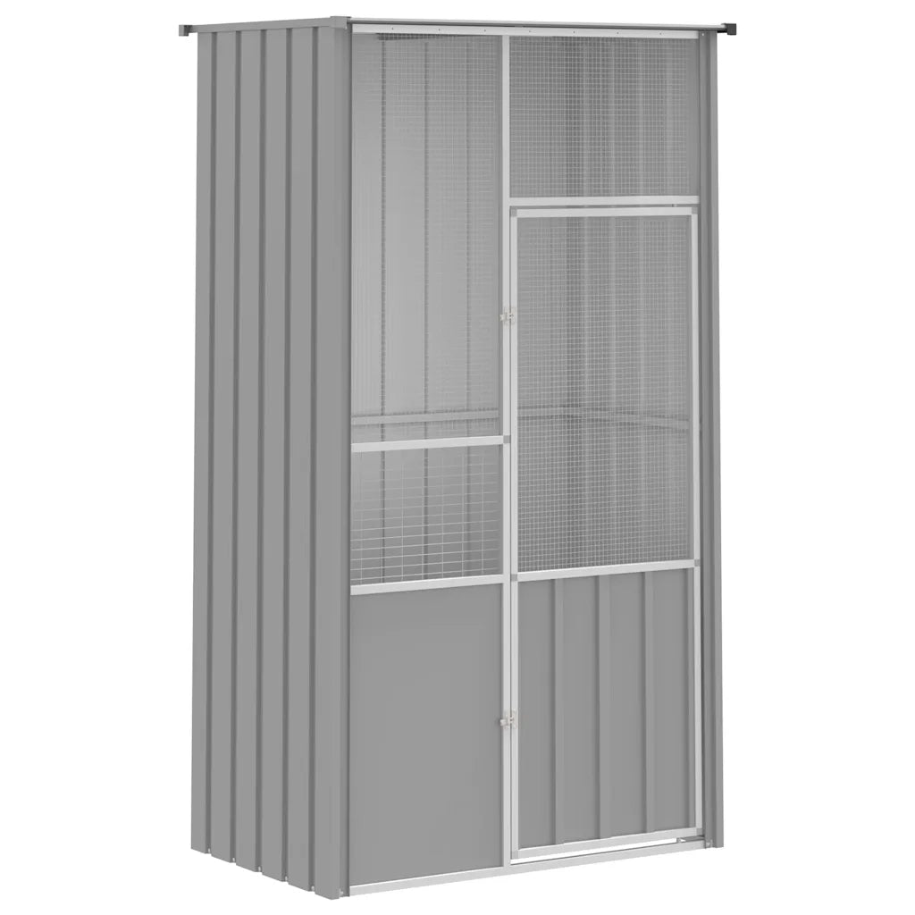 Gabbia per Uccelli Grigia 115x78x200 cm in Acciaio Zincato 172343