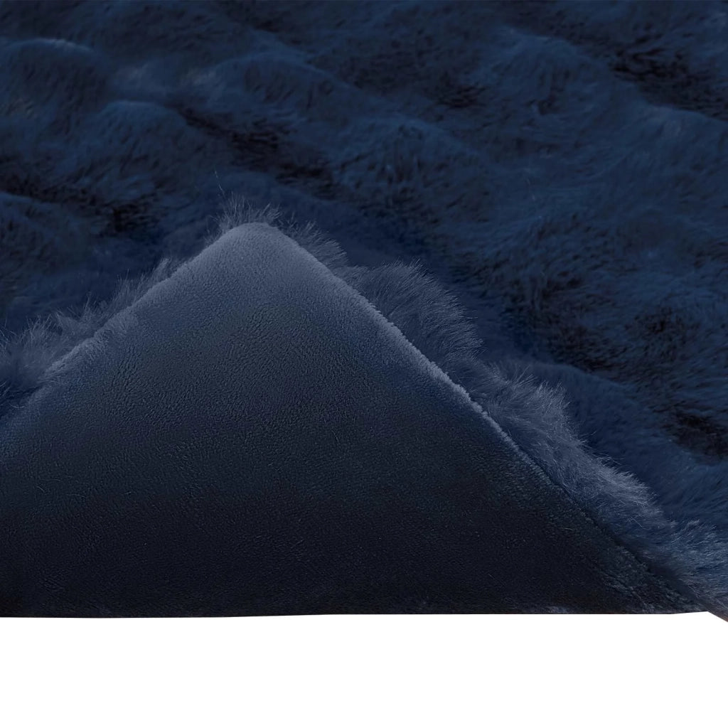 Coperta antiscivolo in sintetica di coniglio Olite Blu Marino 42021827