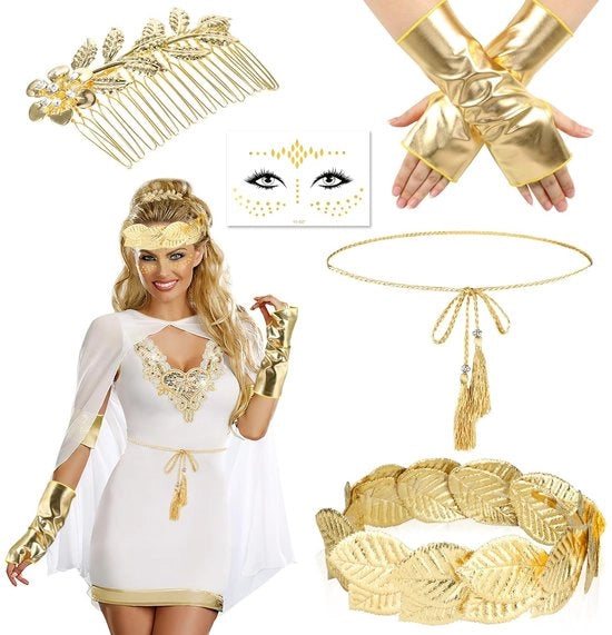 Accessori per costumi - Corona laurea - Dea romana - Cintura - Guanti - Raccordo - Accessori per tattoo facciale