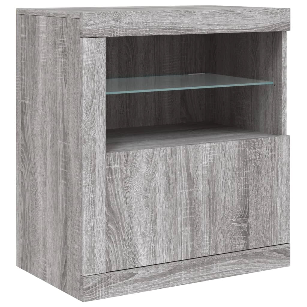 Buffet credenza cassettiera armadio mobile contenitore organizer per cucina soggiorno salotto con luci LED Sonoma 283 x 37 x 67 cm grigio 02_0030070