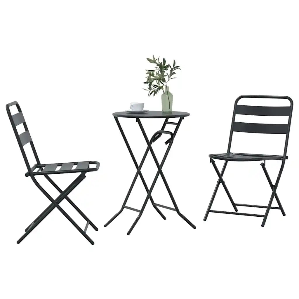 Set Bistro da Giardino 3 pcs Antracite Acciaio