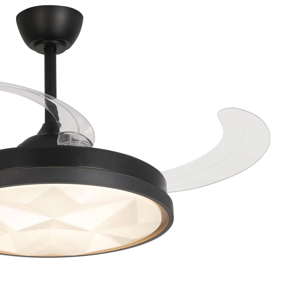 LÚZETE - VENTILATORE DA SOFFITTO LED 48W REGOLABILE CON 4 PALE PIEGHEVOLI WELLINGTON