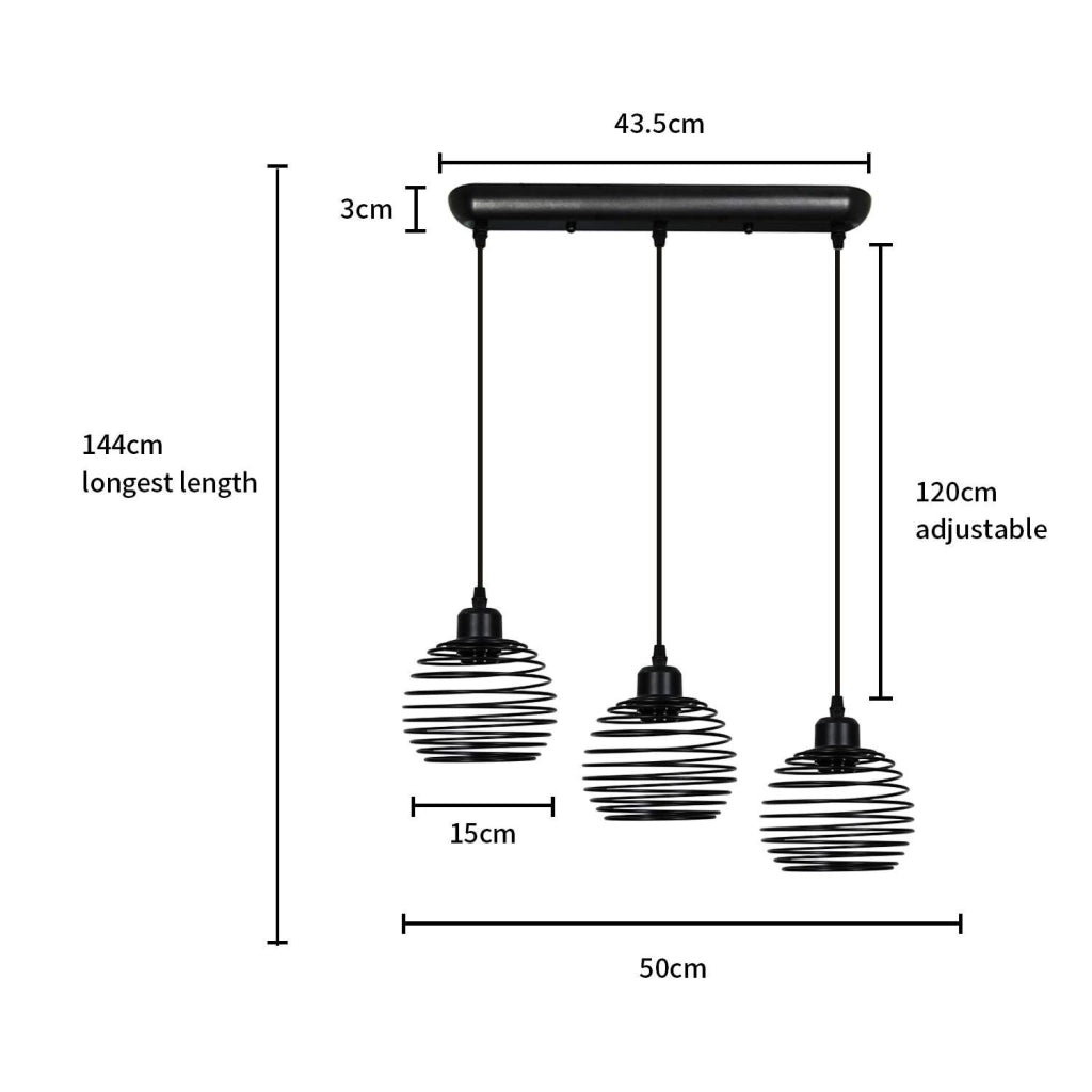 Lampada a Sospensione ZMH vintage in metallo nero E27