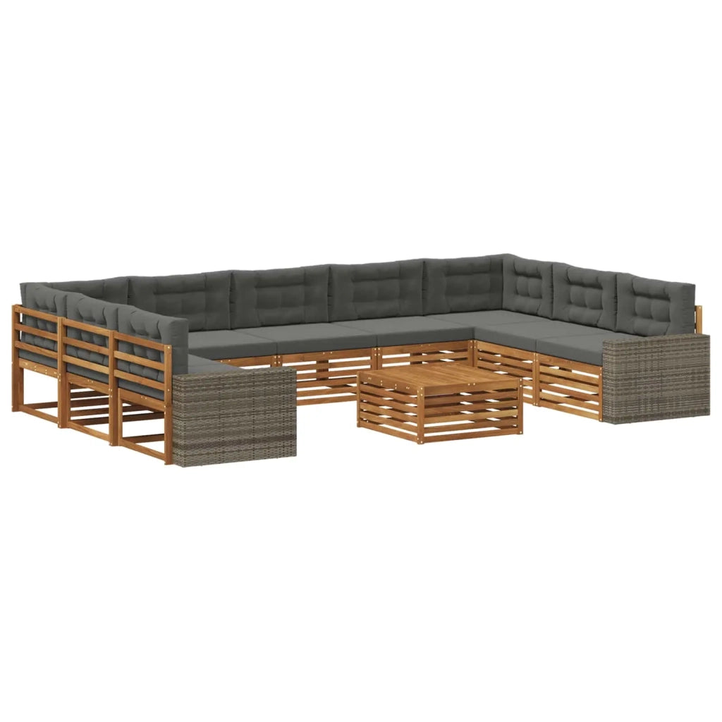 Set di divani da esterno 10 pz Naturale e Antracite 3383880