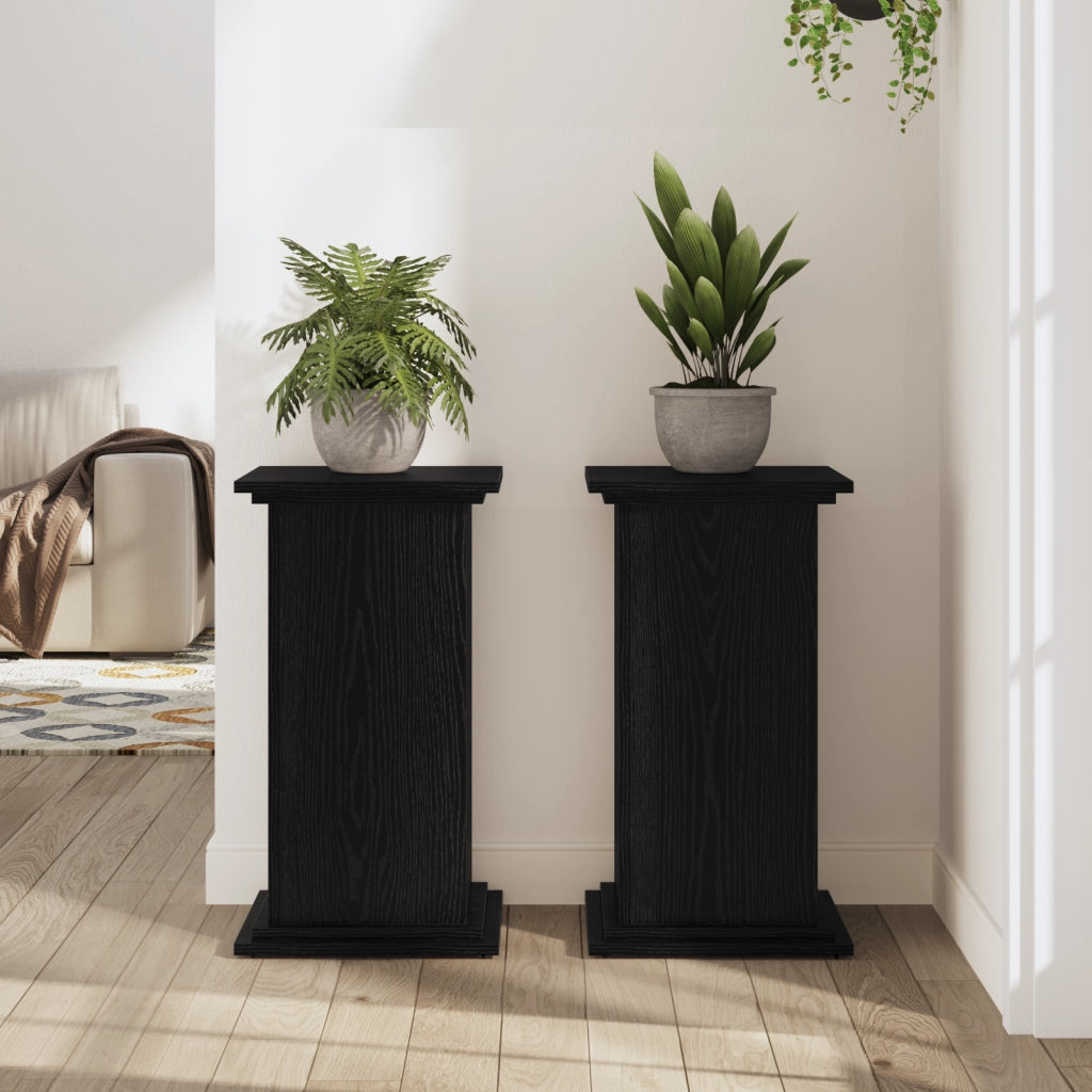 Supporto per Piante Rovere Nero 33x33x60 cm Legno Ingegnerizzato