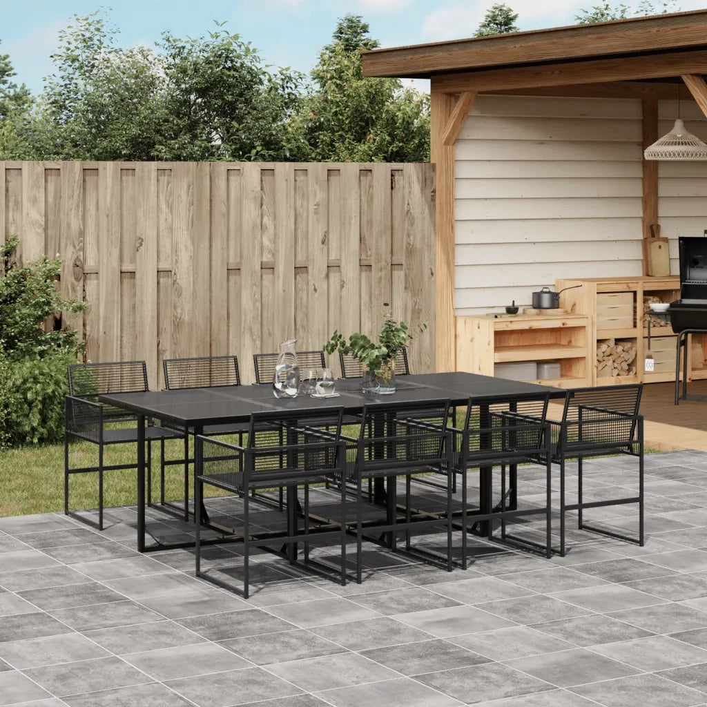 vidaXL Set da Pranzo da Giardino 9 pz Nero in Polyrattan