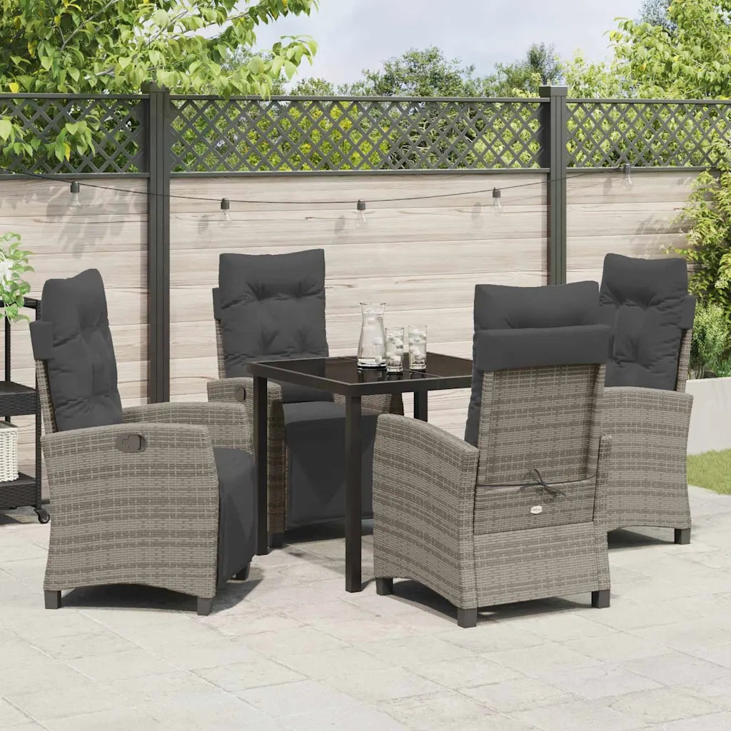 Set da Pranzo per Giardino con cuscino 5 pcs Grigio polyrattan 3380436