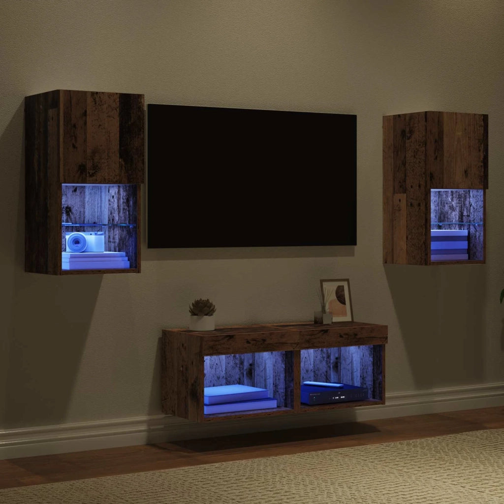 Mobiletti TV da Parete 4 pz-Set di 4 Credenza per TV sospesa Legno vecchio 30,5 x 30 x 60 cm