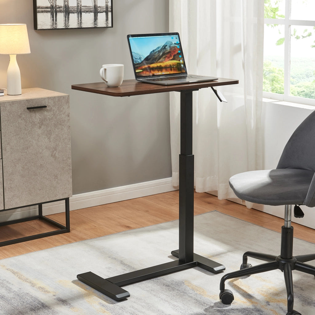 Tavolo per Notebook Klirg con Piano Regolabile in Altezza - Effetto Noce / Nero [en.casa]