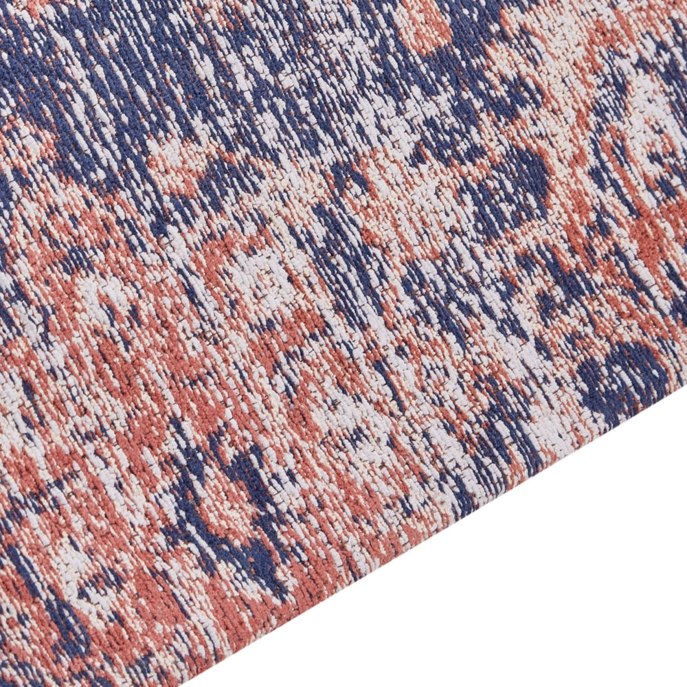 Tappeto lungo in cotone blu e rosso 80 x 300 cm con effetto invecchiato stile orientale ingresso soggiorno