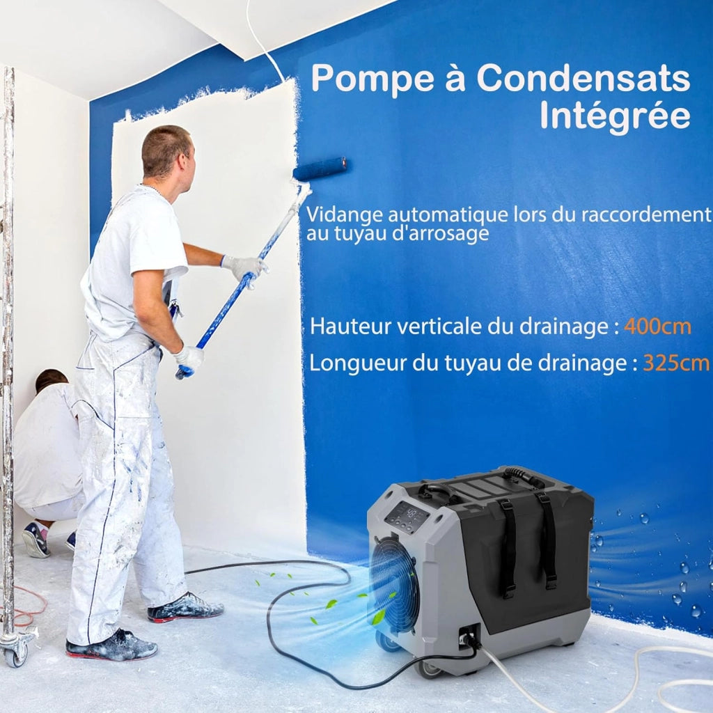 Deumidificatore Elettrico 85L/Giorno, Deumidificatore Industriale Professionale con Pompa di Scarico Automatica, Tubo di Scarico, Timer 24 Ore, per Cantine, Fabbriche, Magazzini (Grigio)